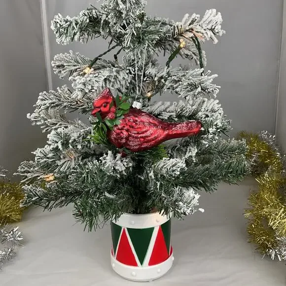 Christmas Ornament- Festive Red Cardinal Sitting On Leaves And Berries - Picture 3 of 5